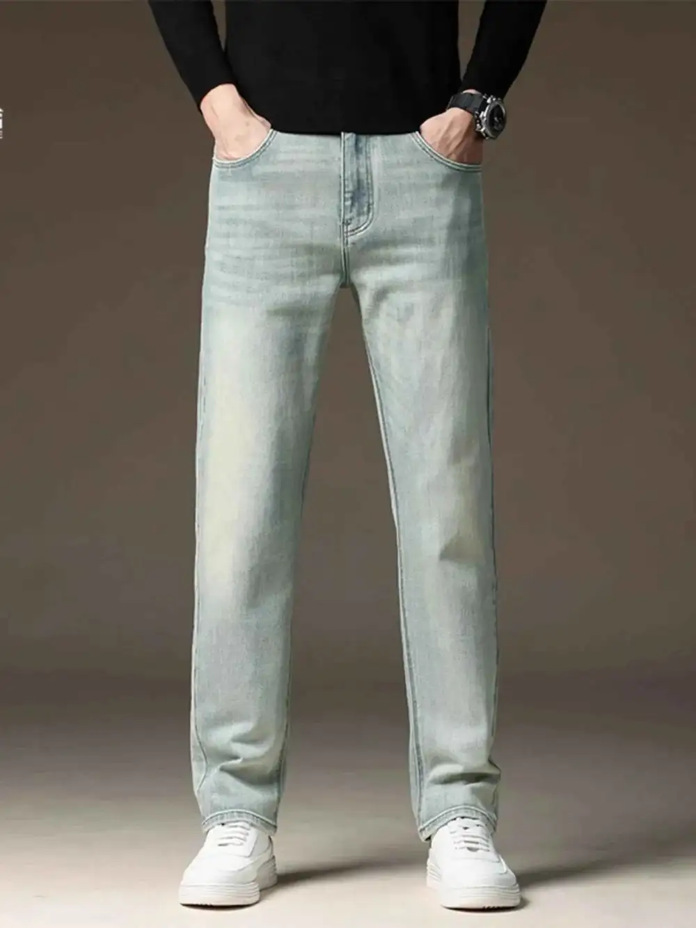 Wash Straight Fit Casual Jeans