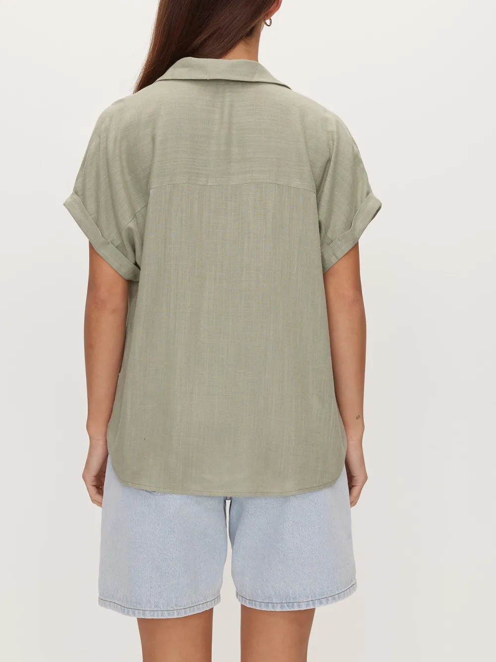Button Front Slight Stretch Shirt