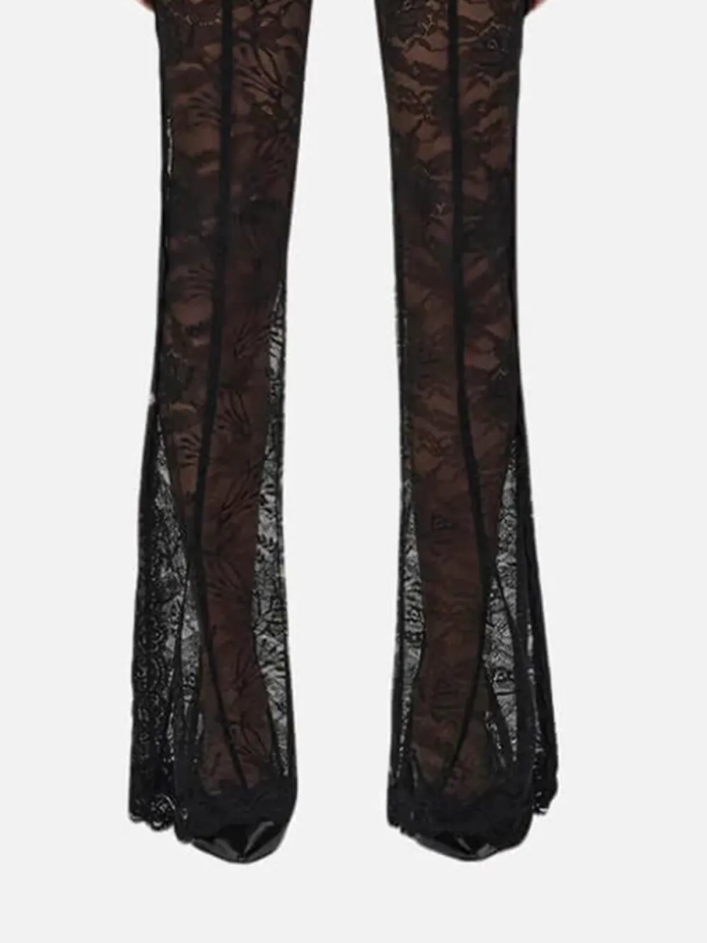 Sheer Lace Flared Pants