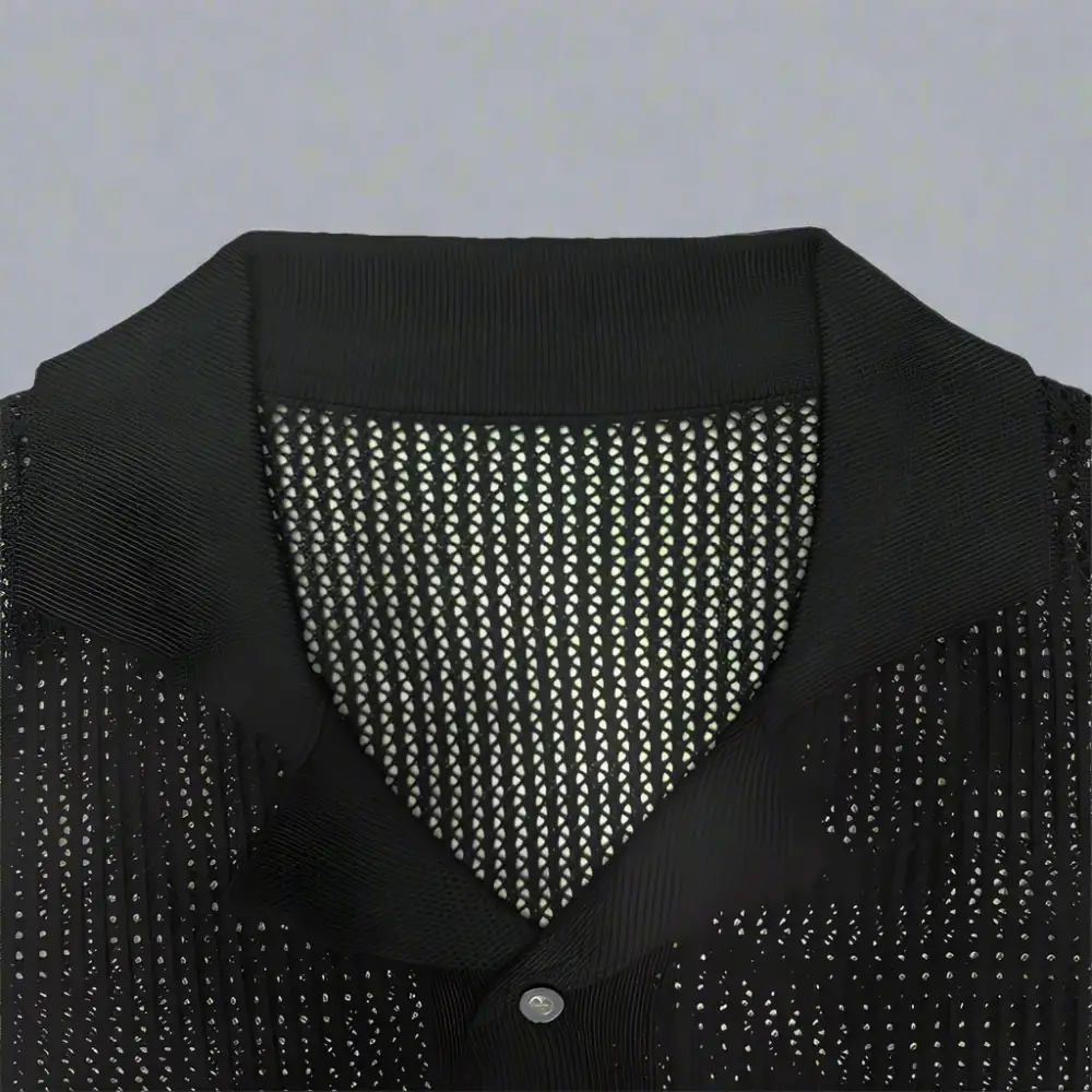 Open Stitch Collar Shirt