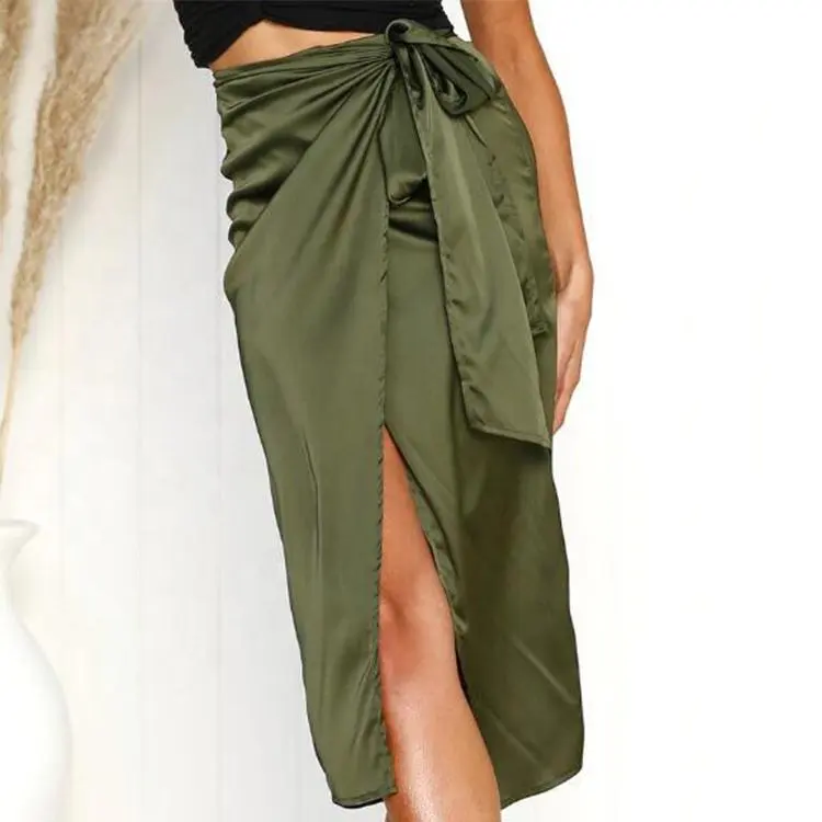 Plus Size Summer Knotted Pencil Maxi Skirt