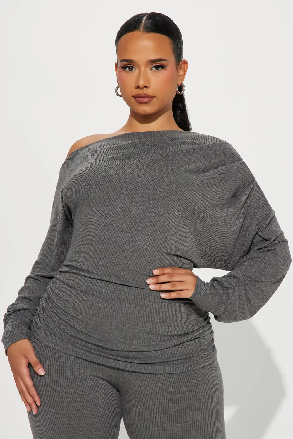 Taylor Off Shoulder Pant Set - Charcoal