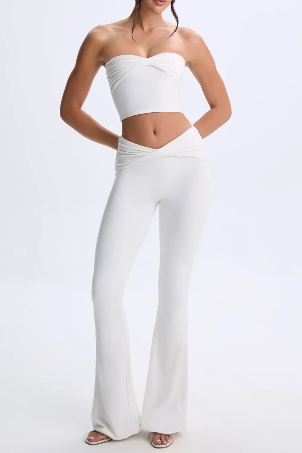 Mid-Rise Flared Trousers For Women