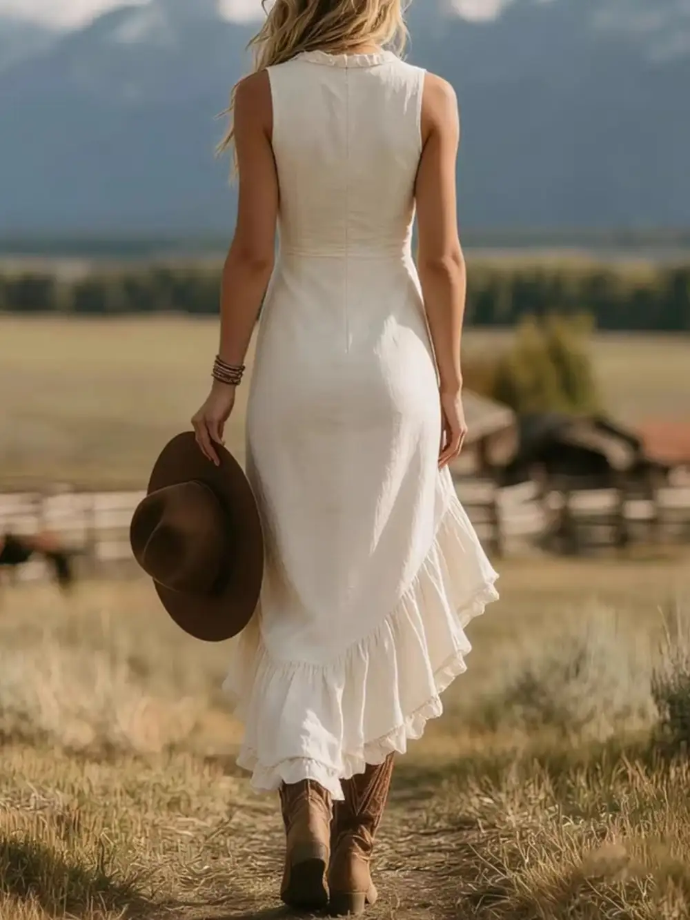Ruffle Sleeveless Dress Casual