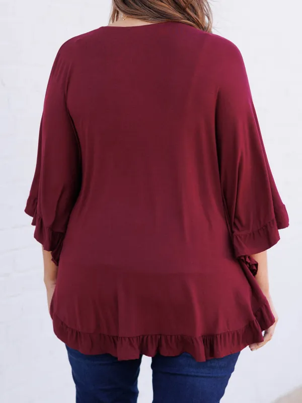 Wooden Ear Edge Circular Hem Cardigan