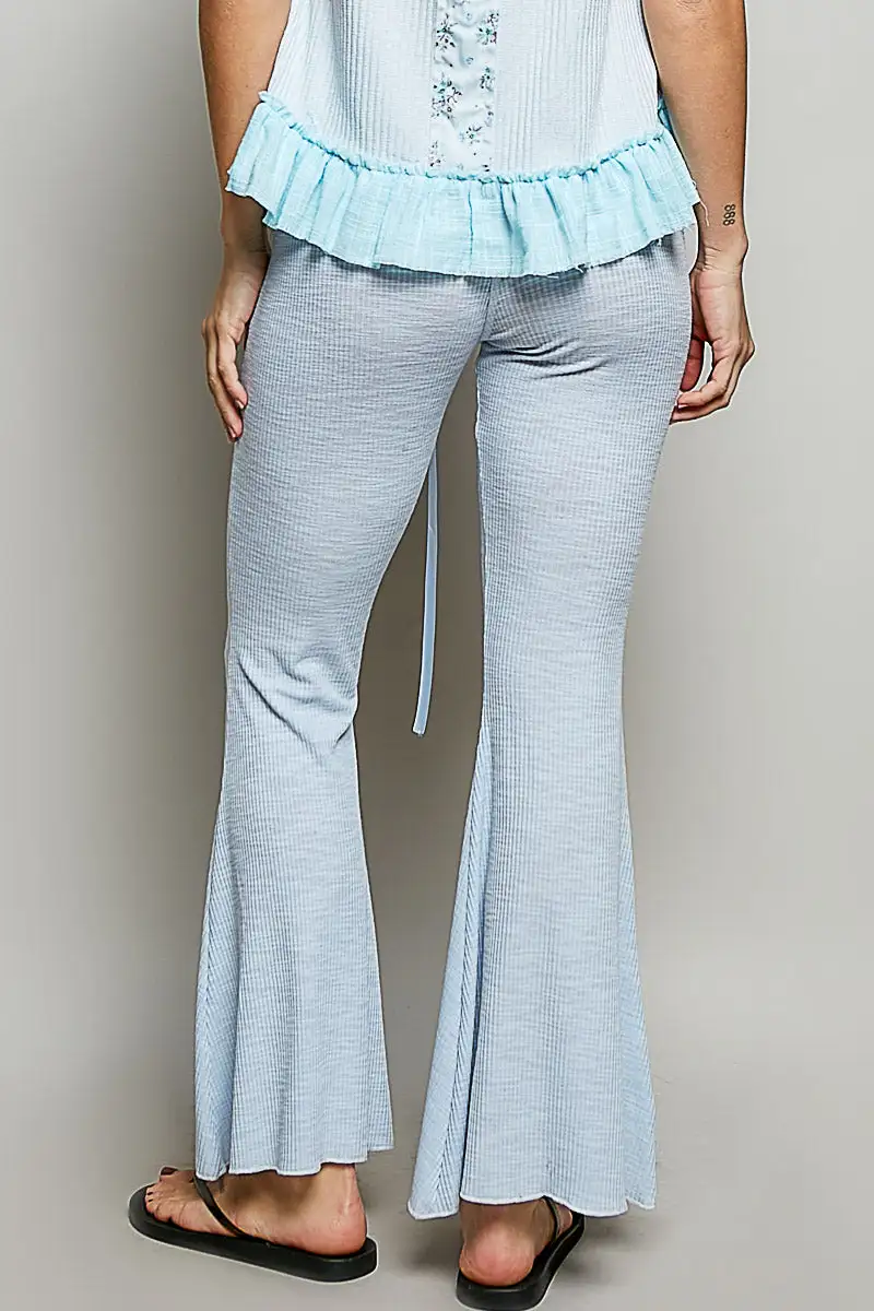 Easygoing Drawstring Textured Ribbed Knit Pants