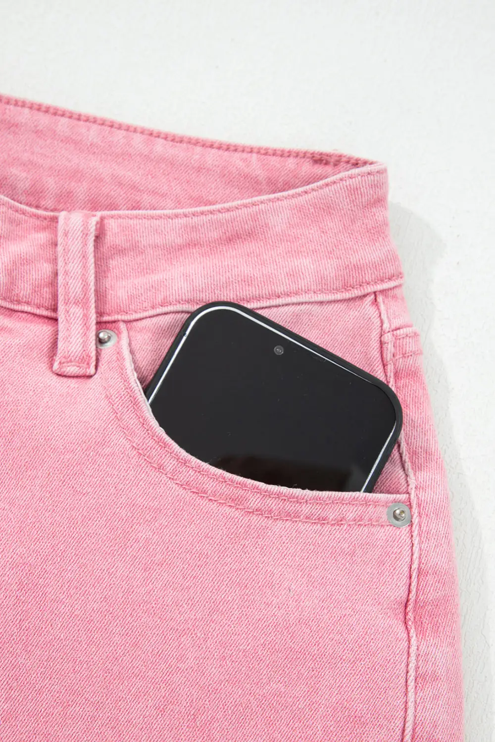 Wide Leg Cropped Peach Blossom Acid Jeans