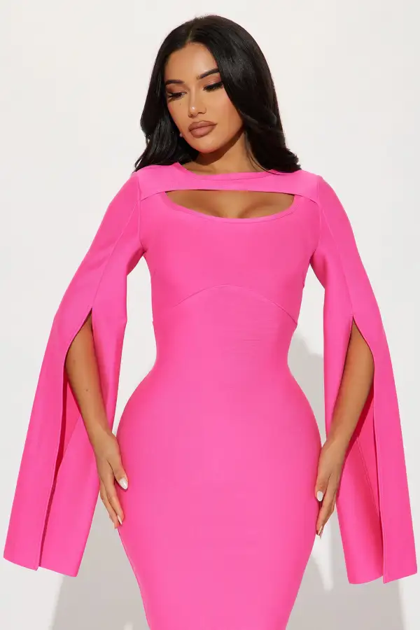 Hong Kong Bandage Midi Dress - Pink