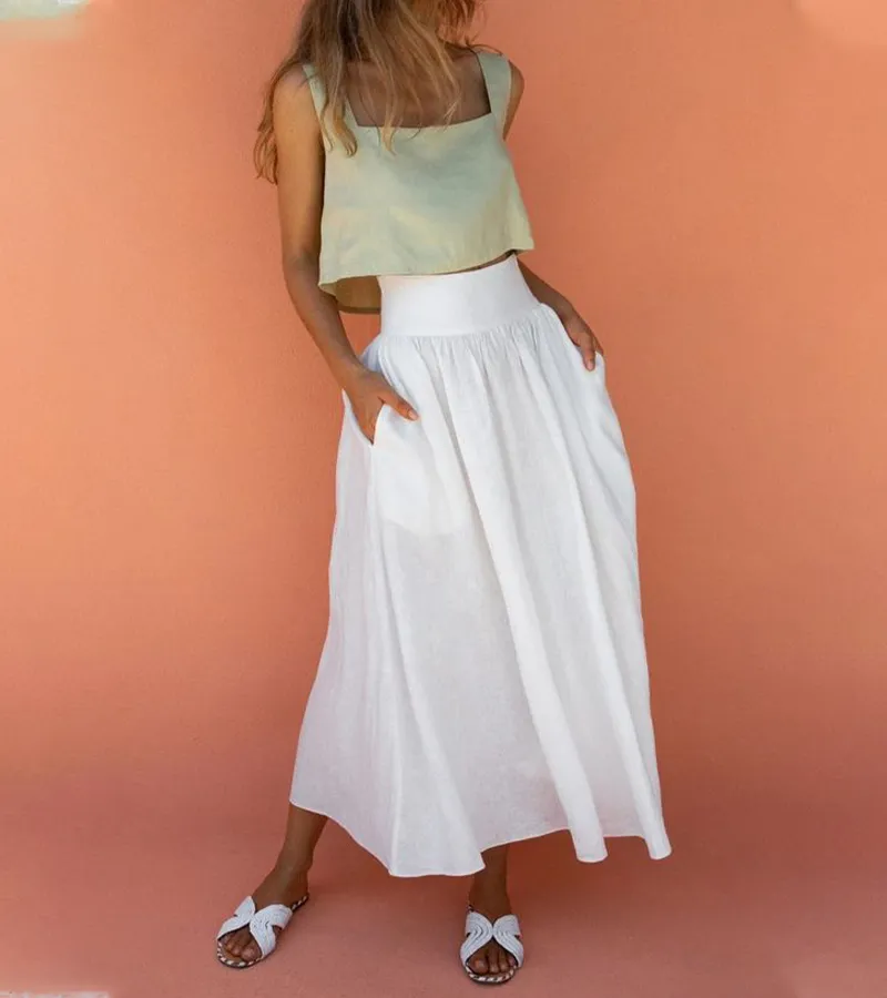 Square Neck Top with A-line Skirt 2pieces Set