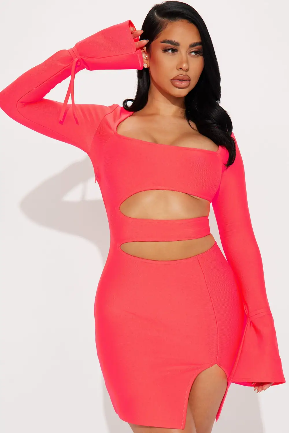 Aurelia Bandage Mini Dress - Neon Pink