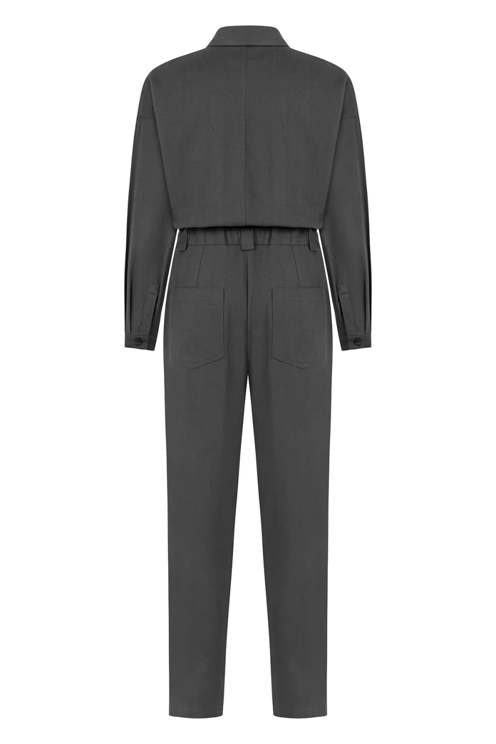 Lapel Jumpsuit-Grey