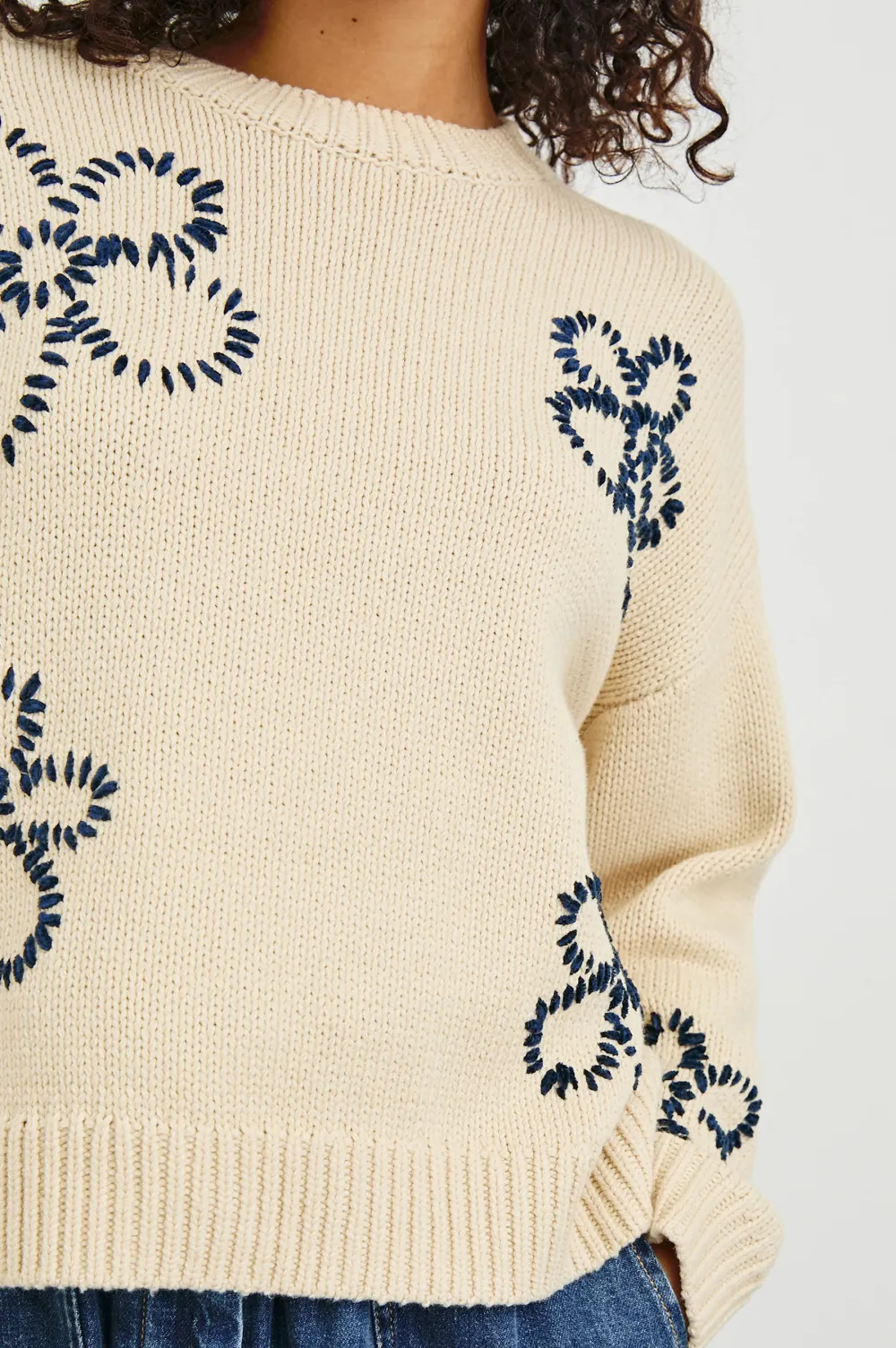 Cute Floral Embroidery Women's Loose Sweater