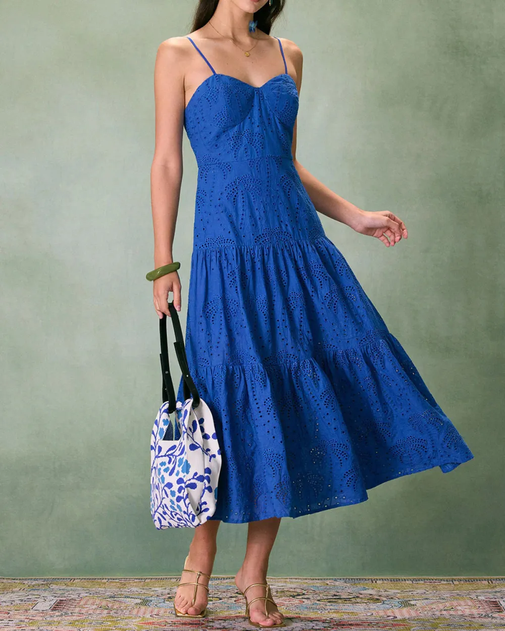 Embroidered Blue Maxi Dress