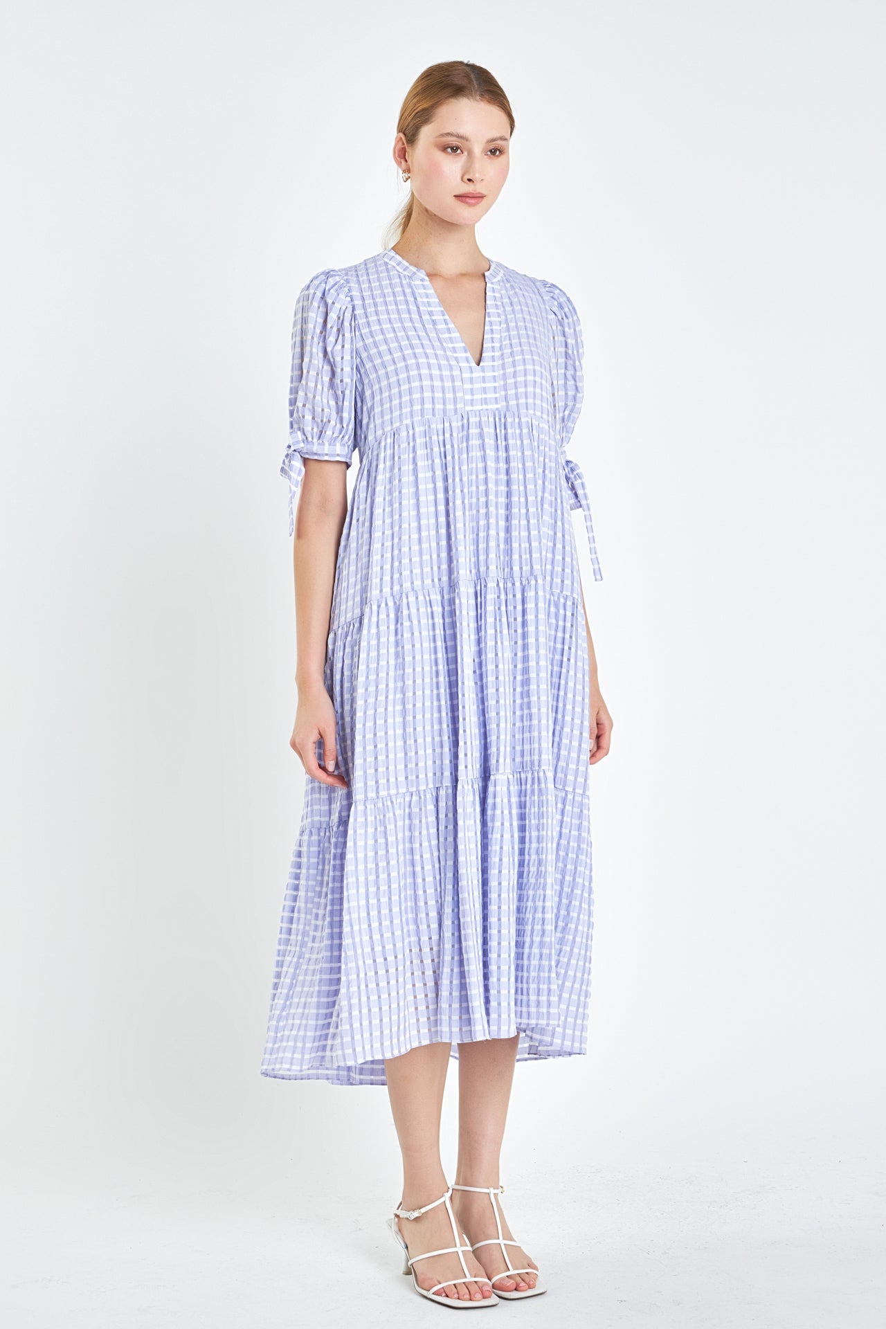 Gingham Tiered Midi Dress