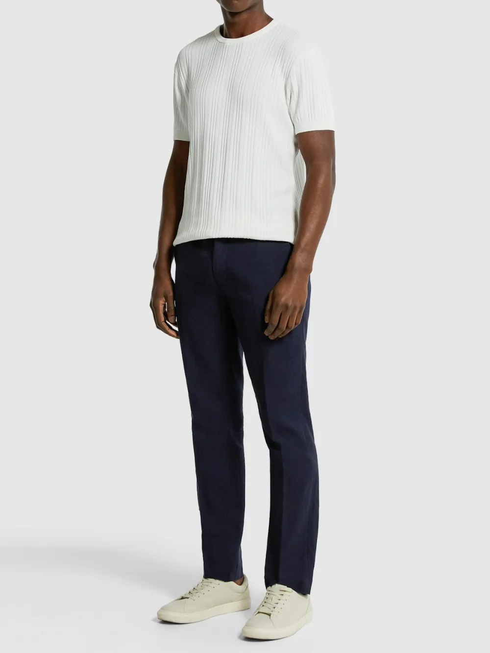 Light Weight Ribbed Knit Short Sleeve T-Shirt