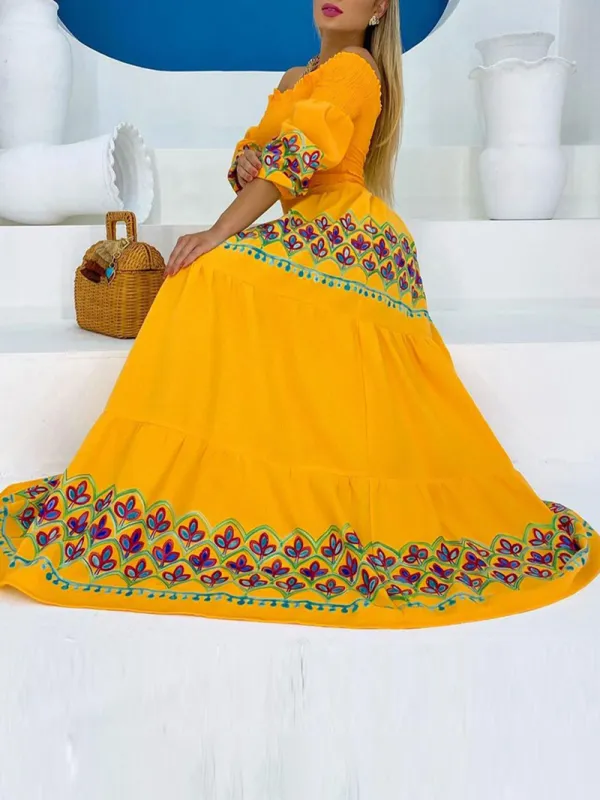 Casual One-shoulder Printed Maxi Dress