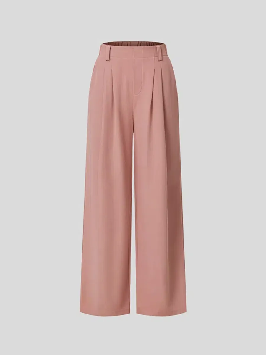 Halara High Waisted Plicated Side Pocket Wide Leg Waffle Casual Pants