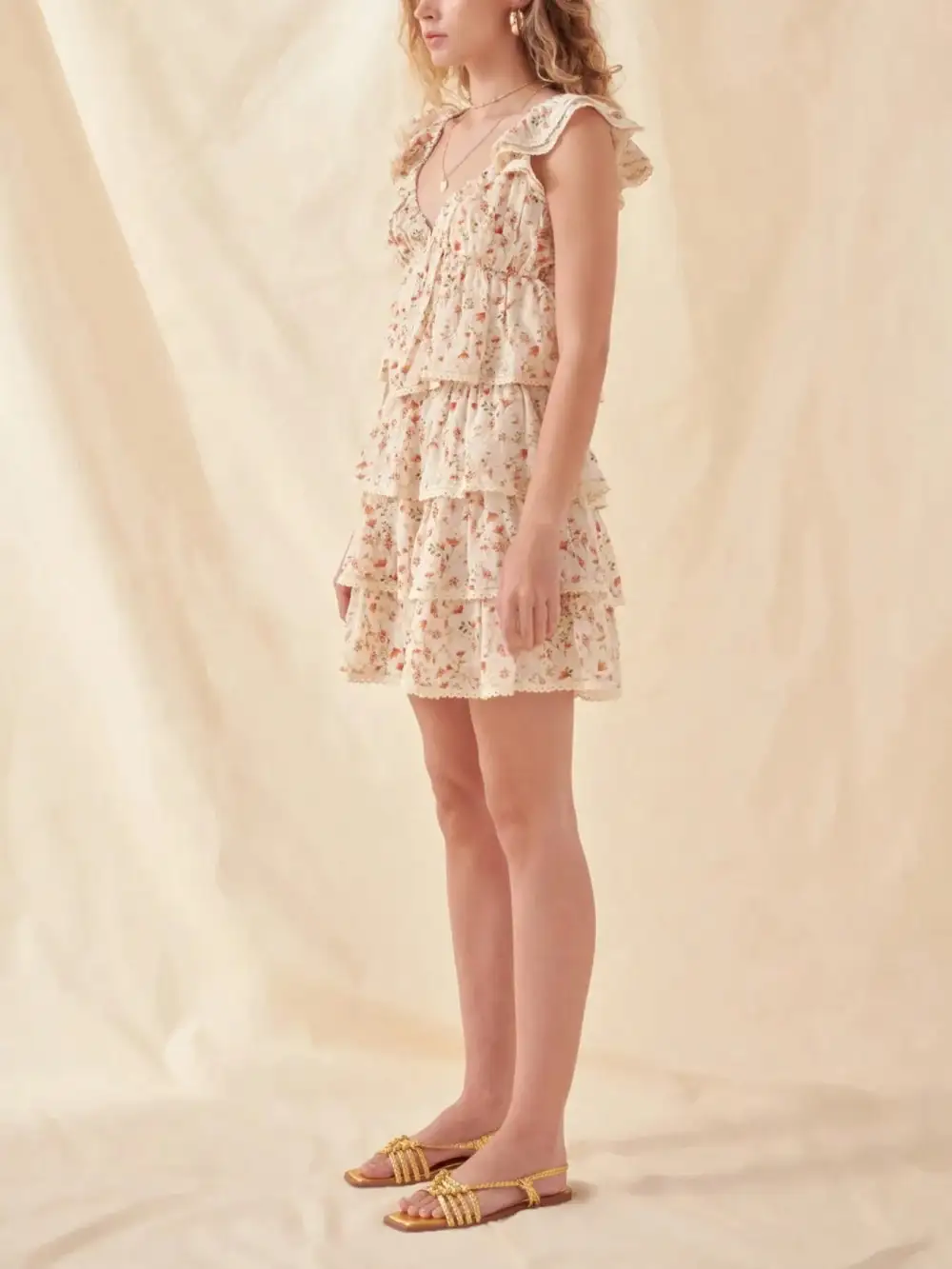 Ruffle Floral Mini Skirt