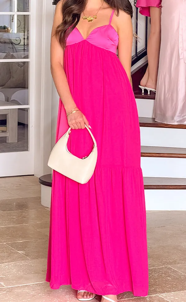 Satin Flowy Hot Maxi Dress