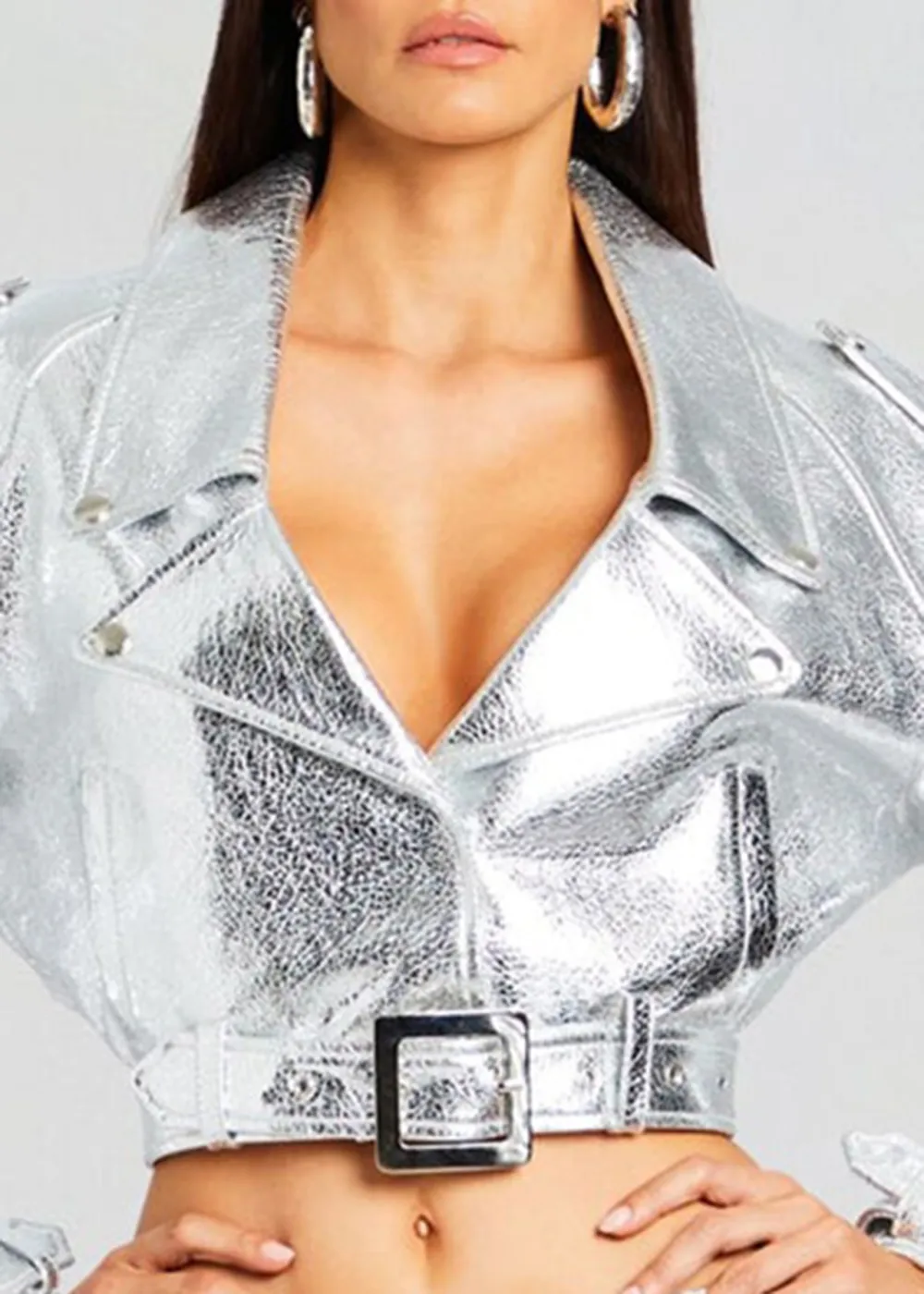 Lapel Buckle Leather Jacket