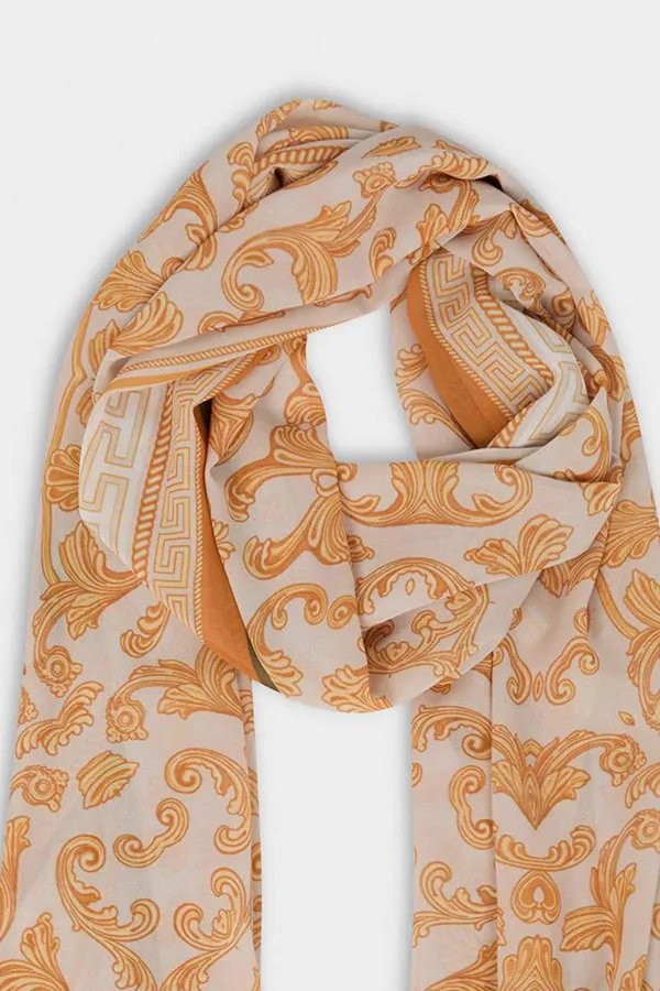 Ethnic-Style Brown Silk Scarf