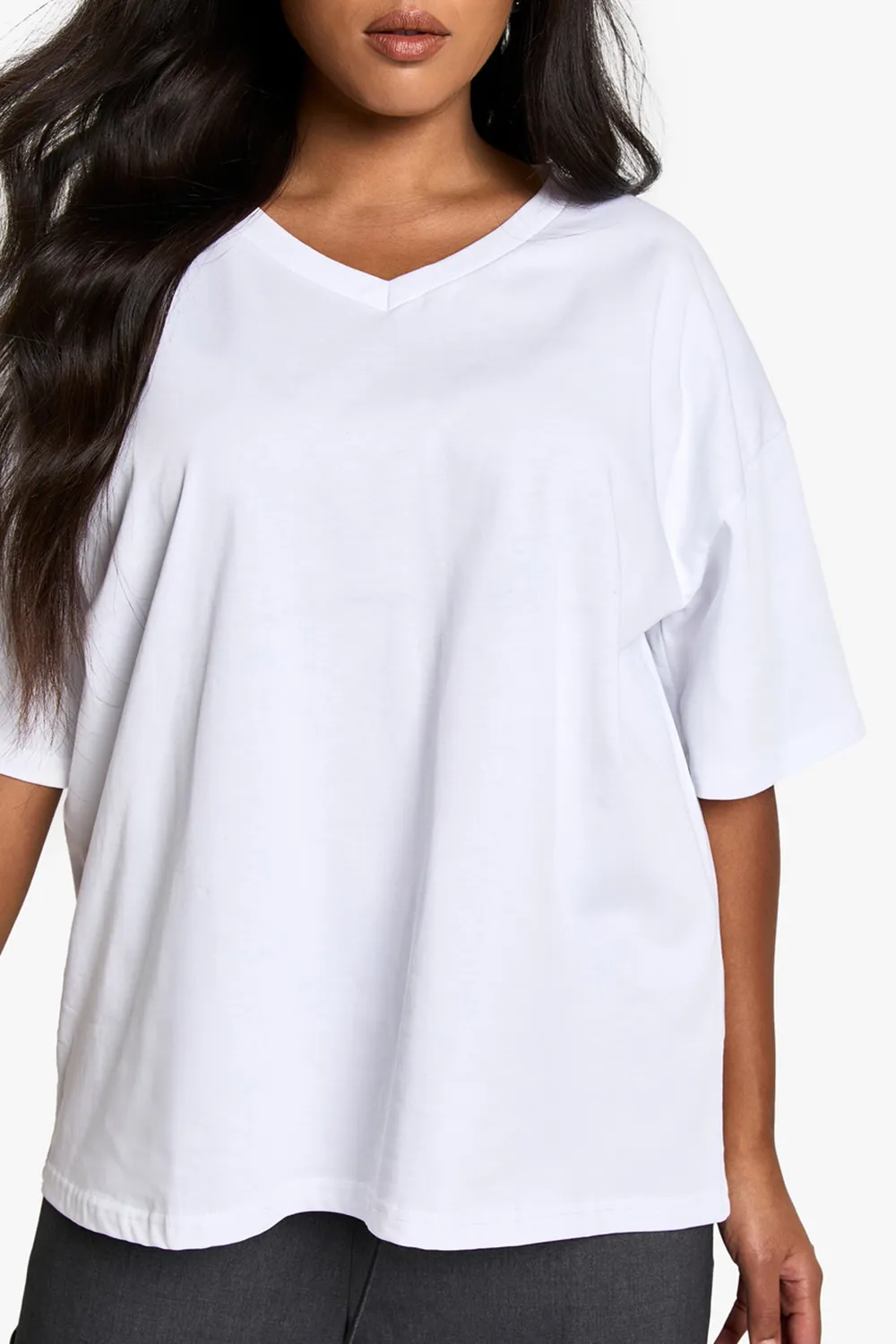 Cotton Oversized Boyfriend Style White Short-Sleeved