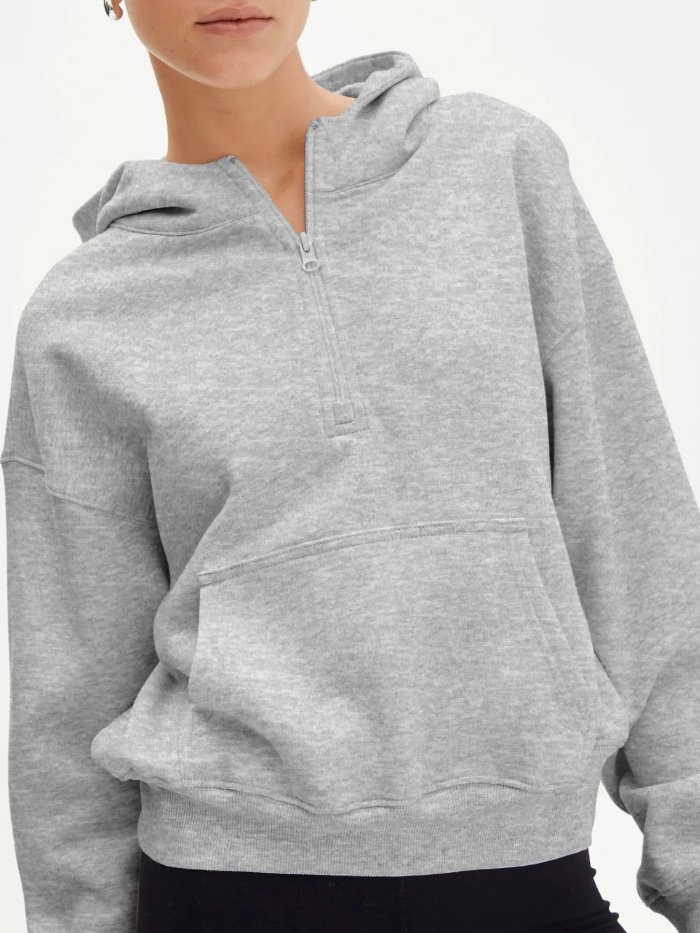 Zippered Long-sleeved Pullover Hoodie