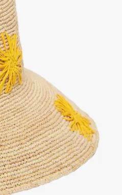 Embroidered Raffia Bucket Hat