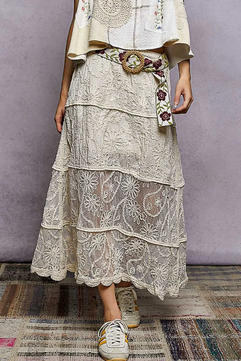 Lace Cotton Blend Skirt