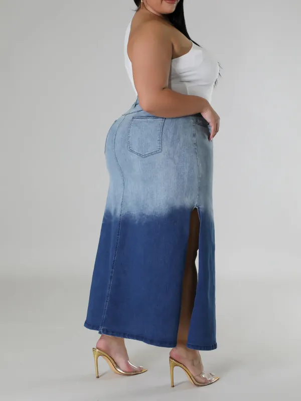 Plus-Size Fashion Women'S Dress Color Denim Wrap Hip Skirt