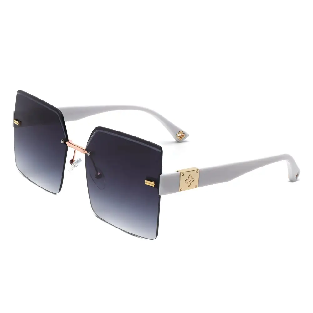 Narrow Square Rimless Frame Sunglasses