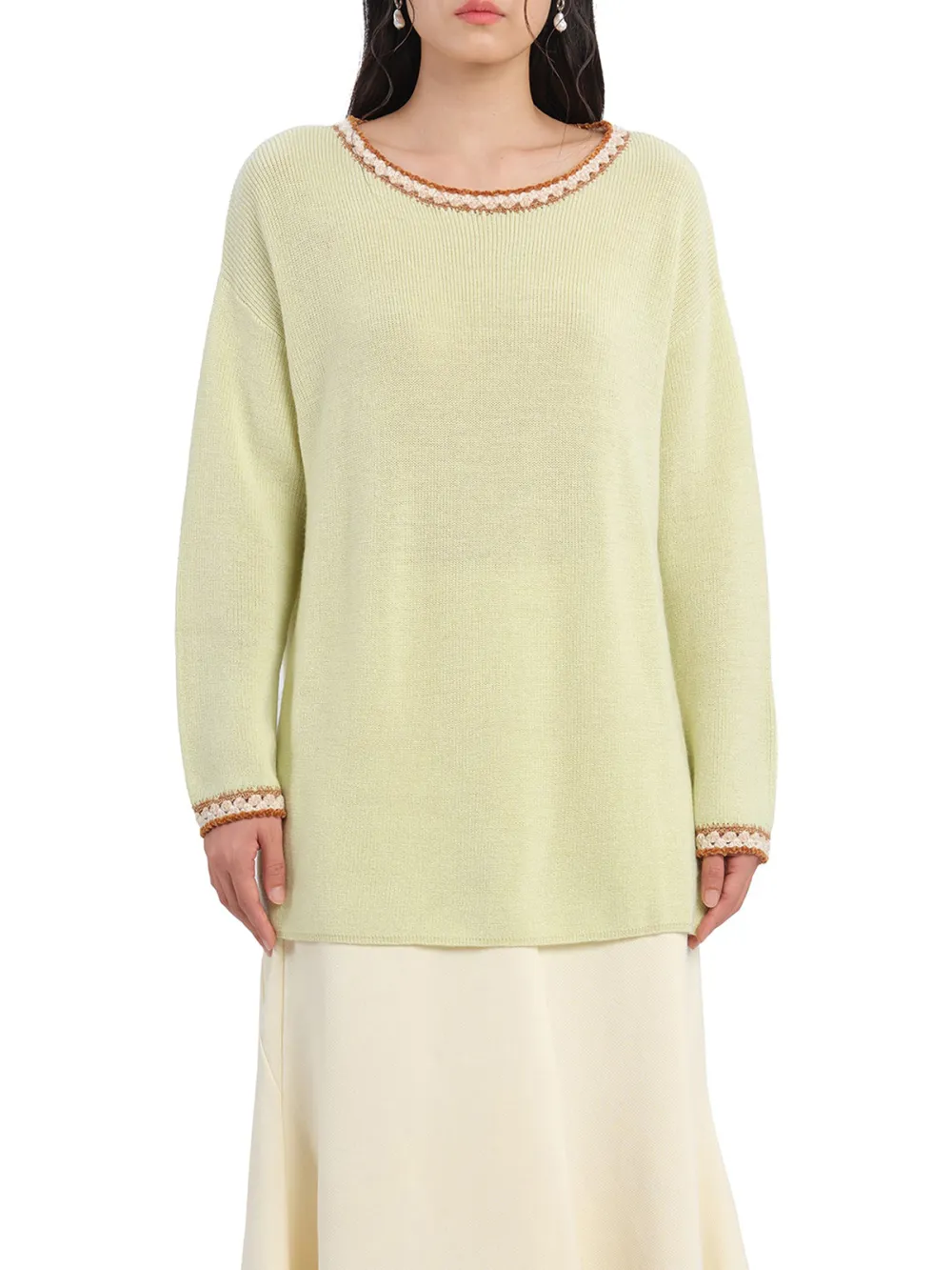 Pastel Color Crew Neck Knit Sweater