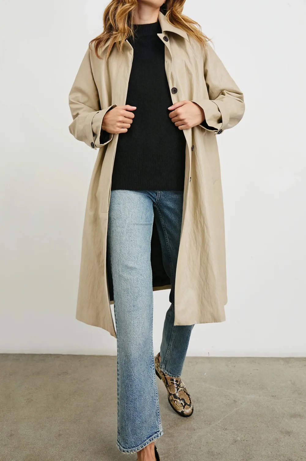 Leather-Covered Waterproof Long Women's Coat