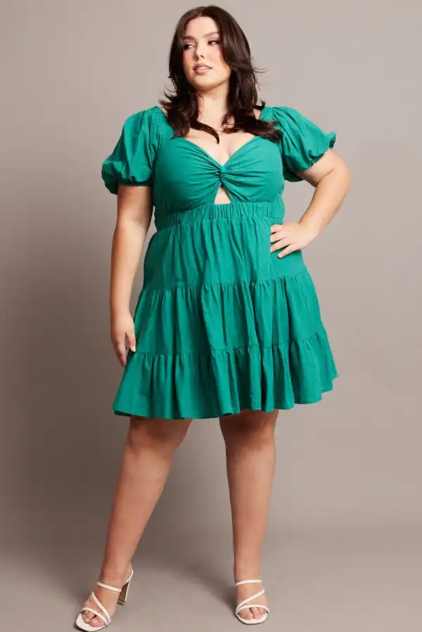 Green Cut Out Twist Mini Dress