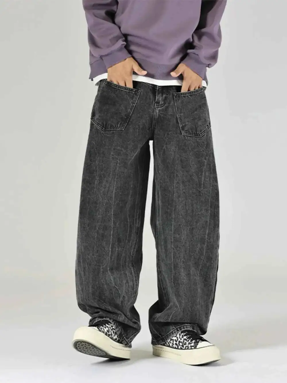 Washed Wide Leg Baggy Jeans