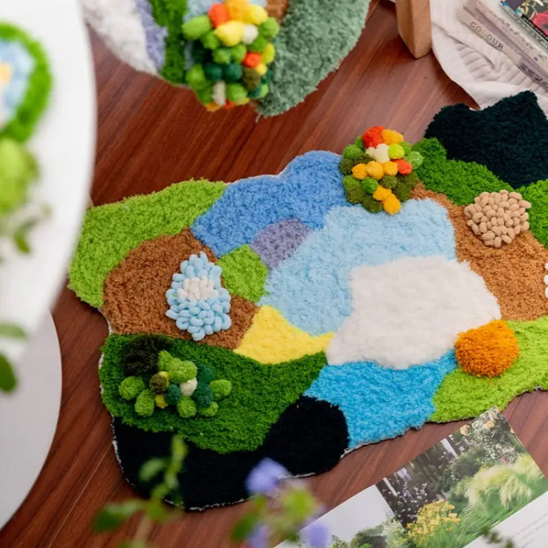 Handmade Moss Rug & Coasters Tufting Coaster Handmade Material Pack Kit