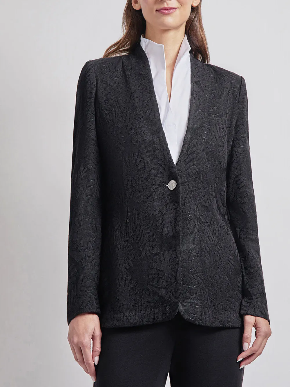 Solid Color Jacquard Jacket