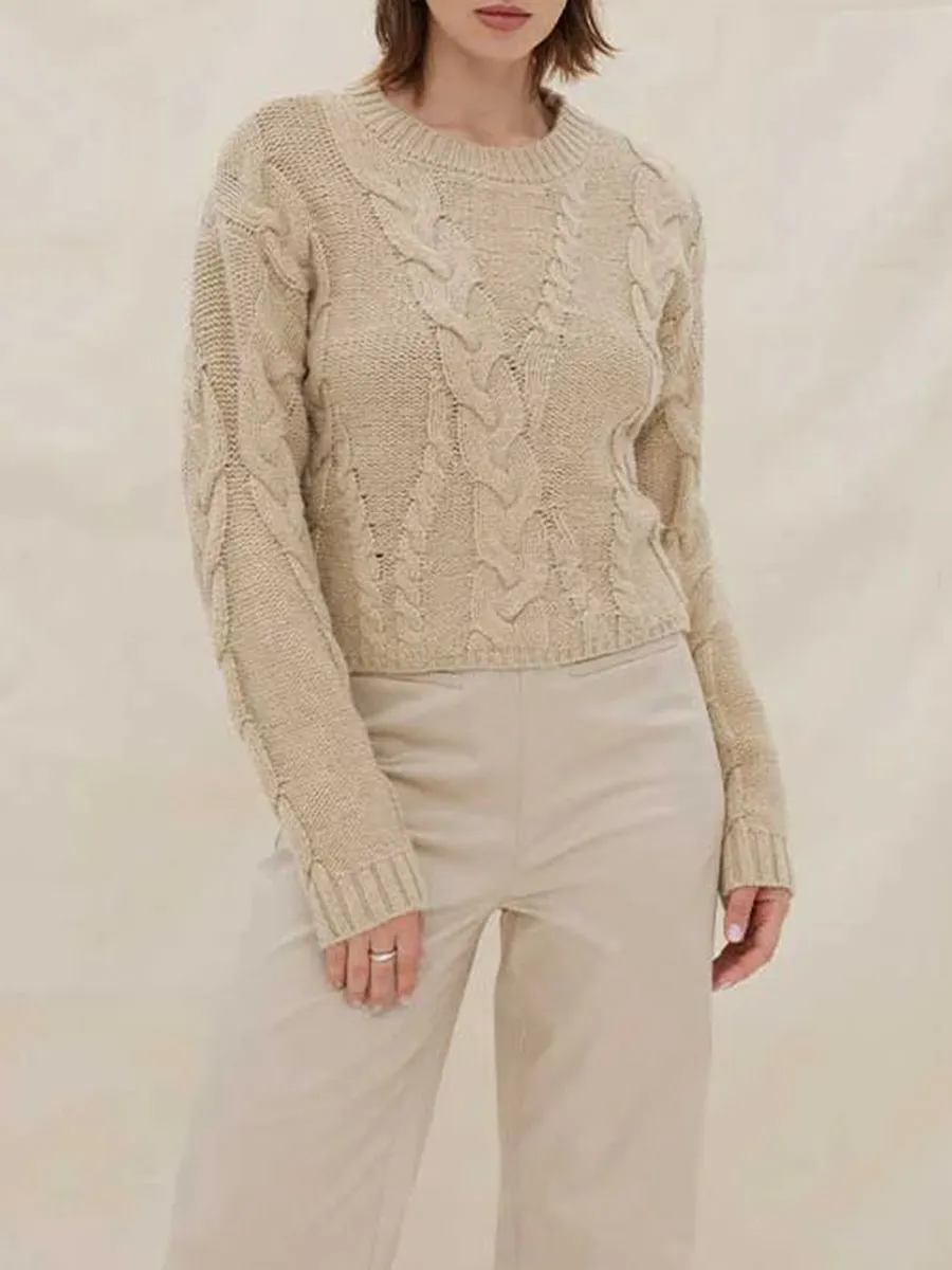 Cream Colored Cable Knit Sweater