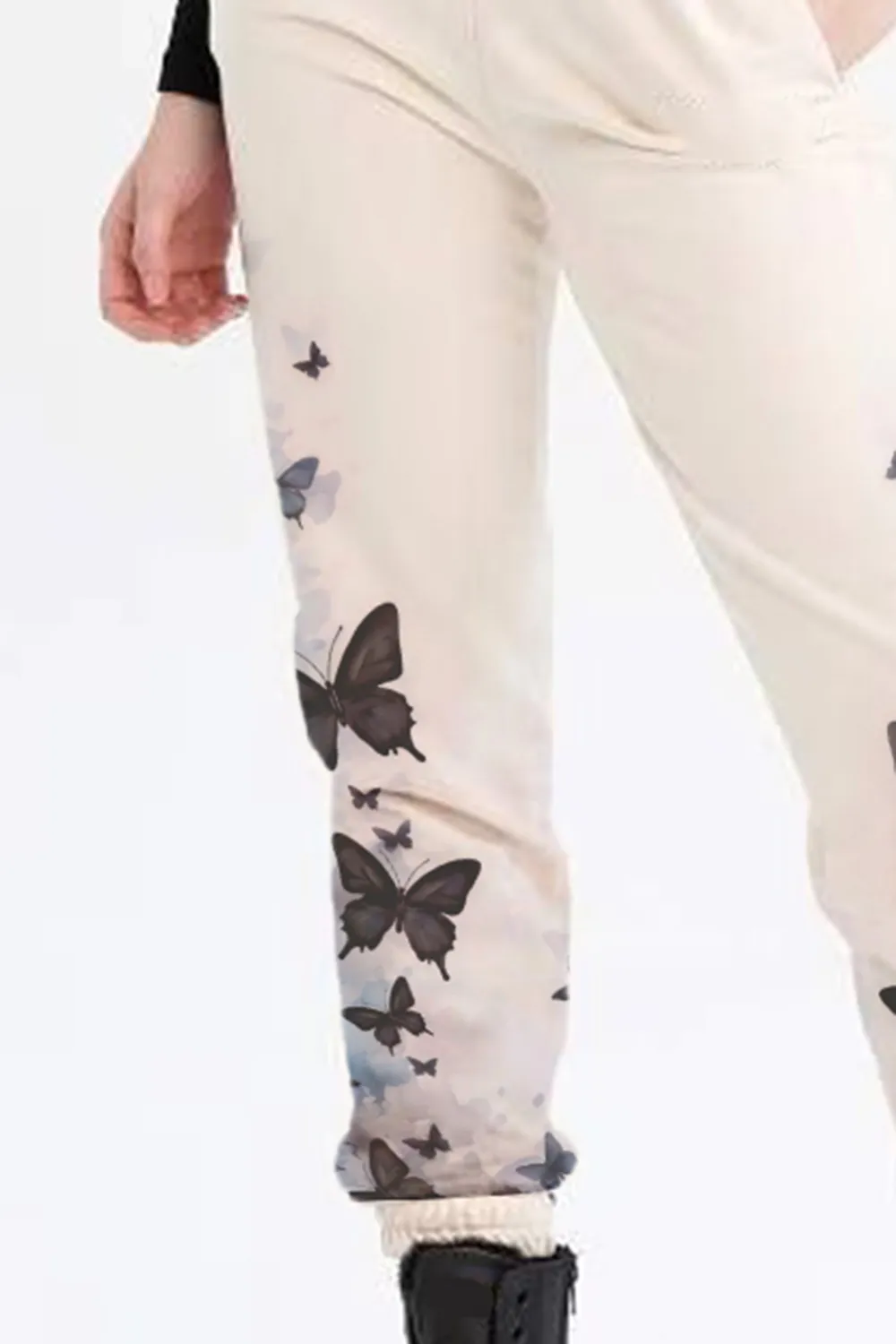 Elastic Waist Butterfly Print Joggers