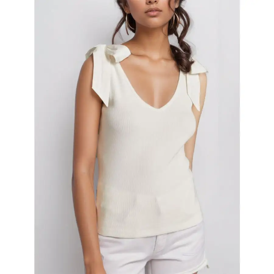 V Neck Tie Shoulder Tank
