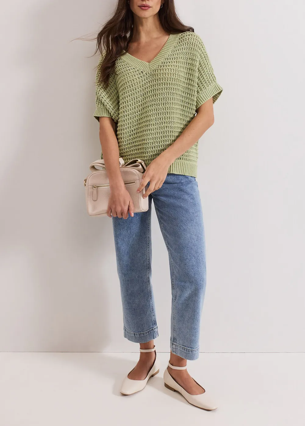 V-Neck Ribbed-Knit Sweater