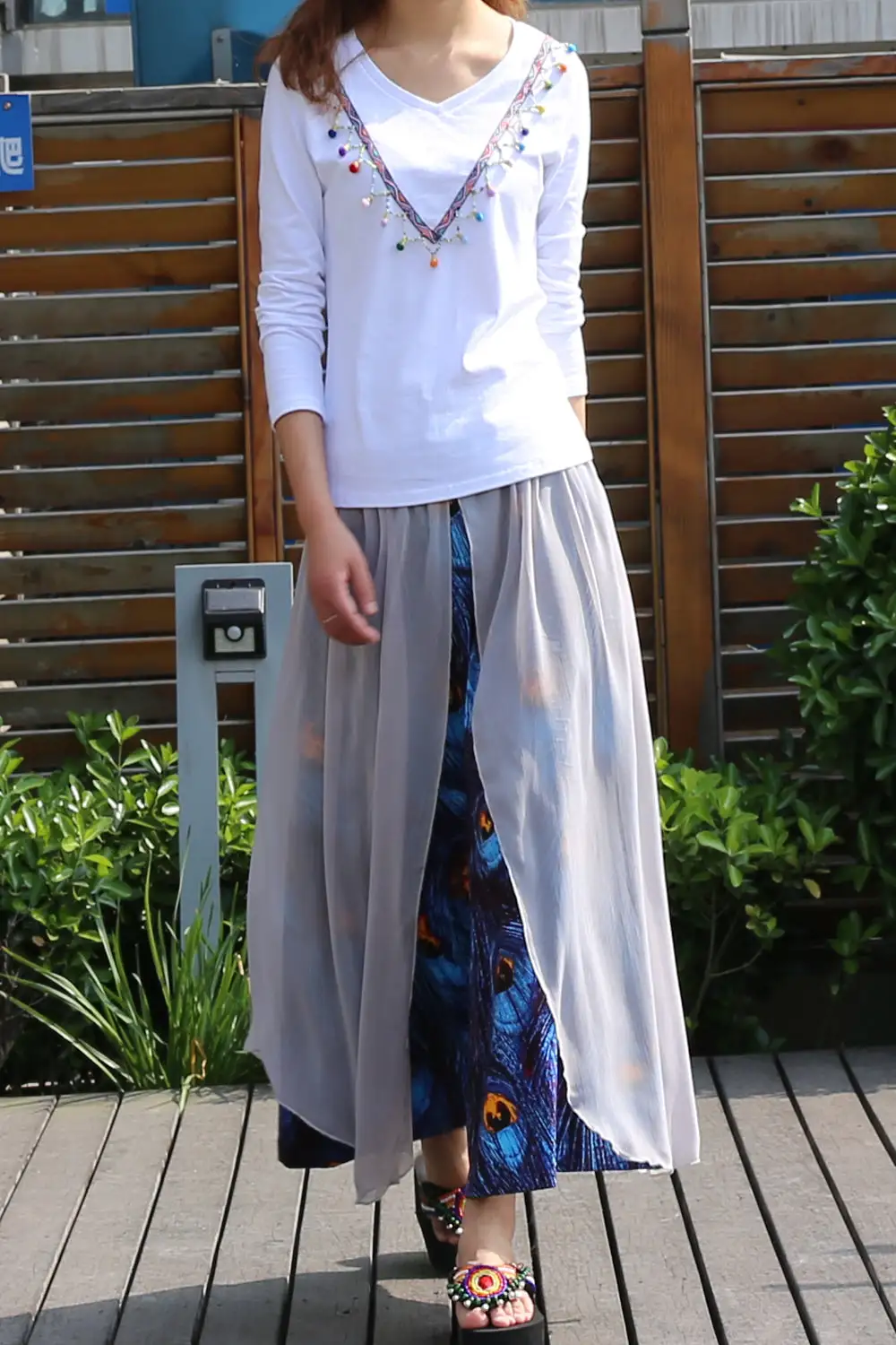 Pleated Chiffon Maxi Skirt