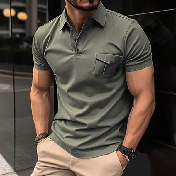 Everyday Short Sleeve Collared Knit Slim Fit Shirt