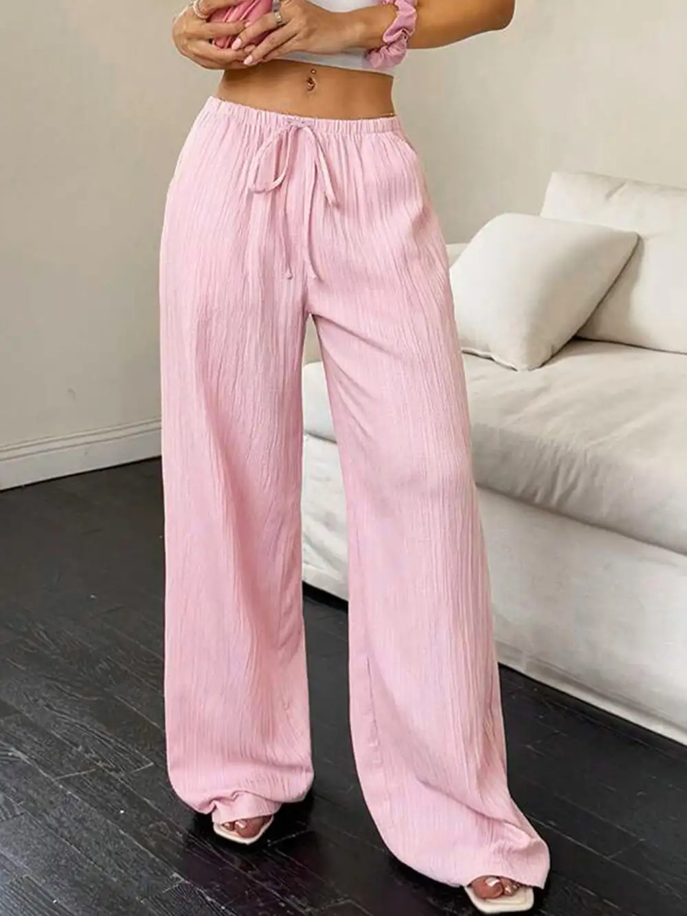 Relaxed Tied Wide Leg Pants
