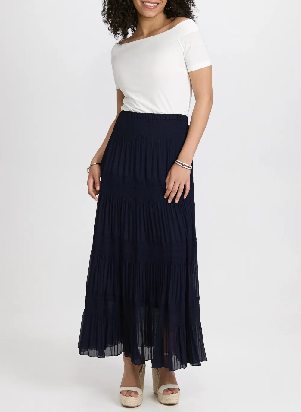 Tulle Pleated Maxi Skirt