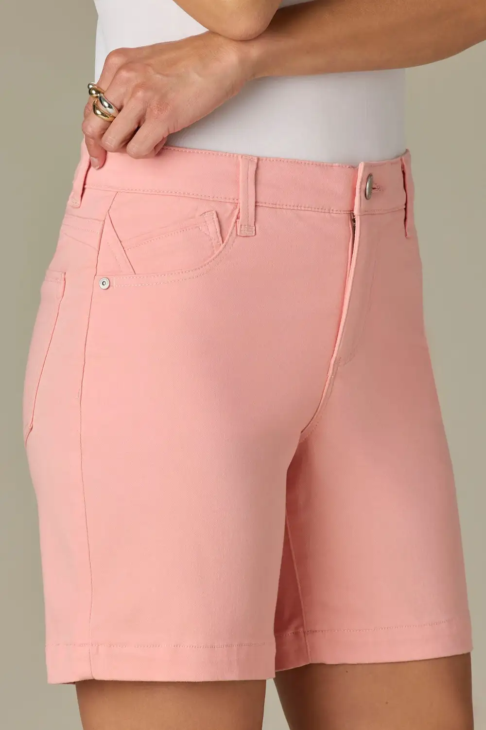 Mid Rise Stretch Twill Shorts