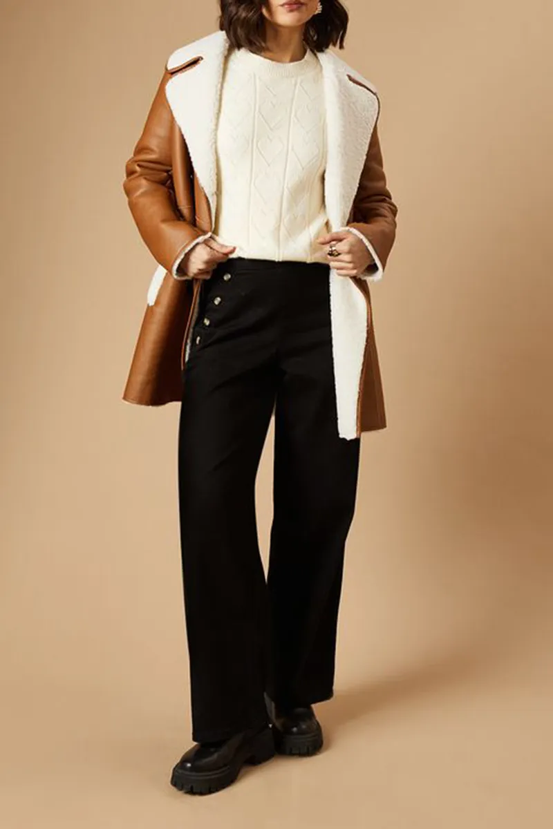 Casual Style Heart Pointelle Crew Neck Sweaters