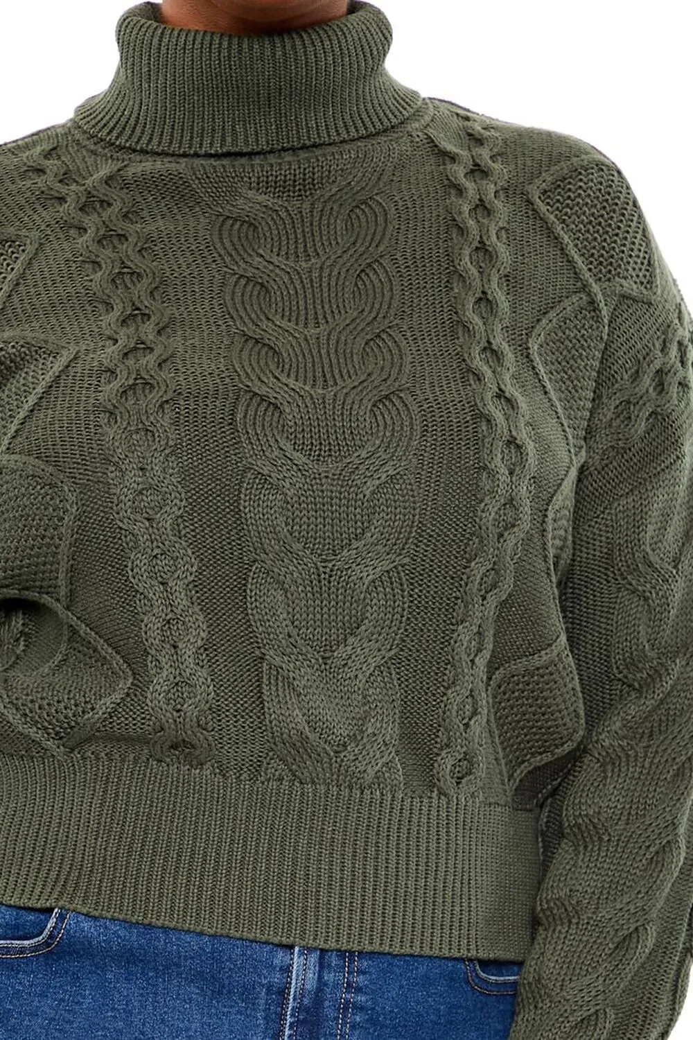 Plus Size Cable Knit Turtleneck Sweater