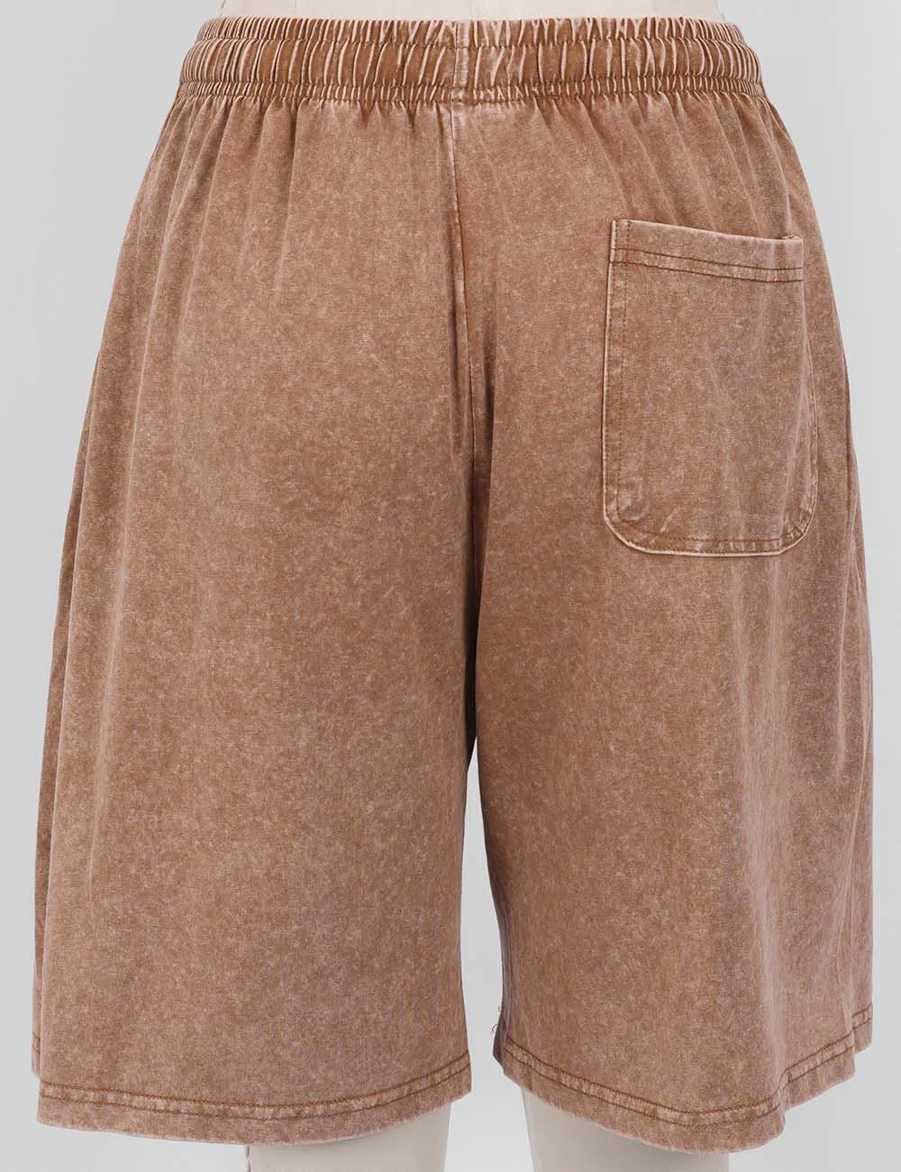 Vintage Washed Elastic Wide Leg Shorts