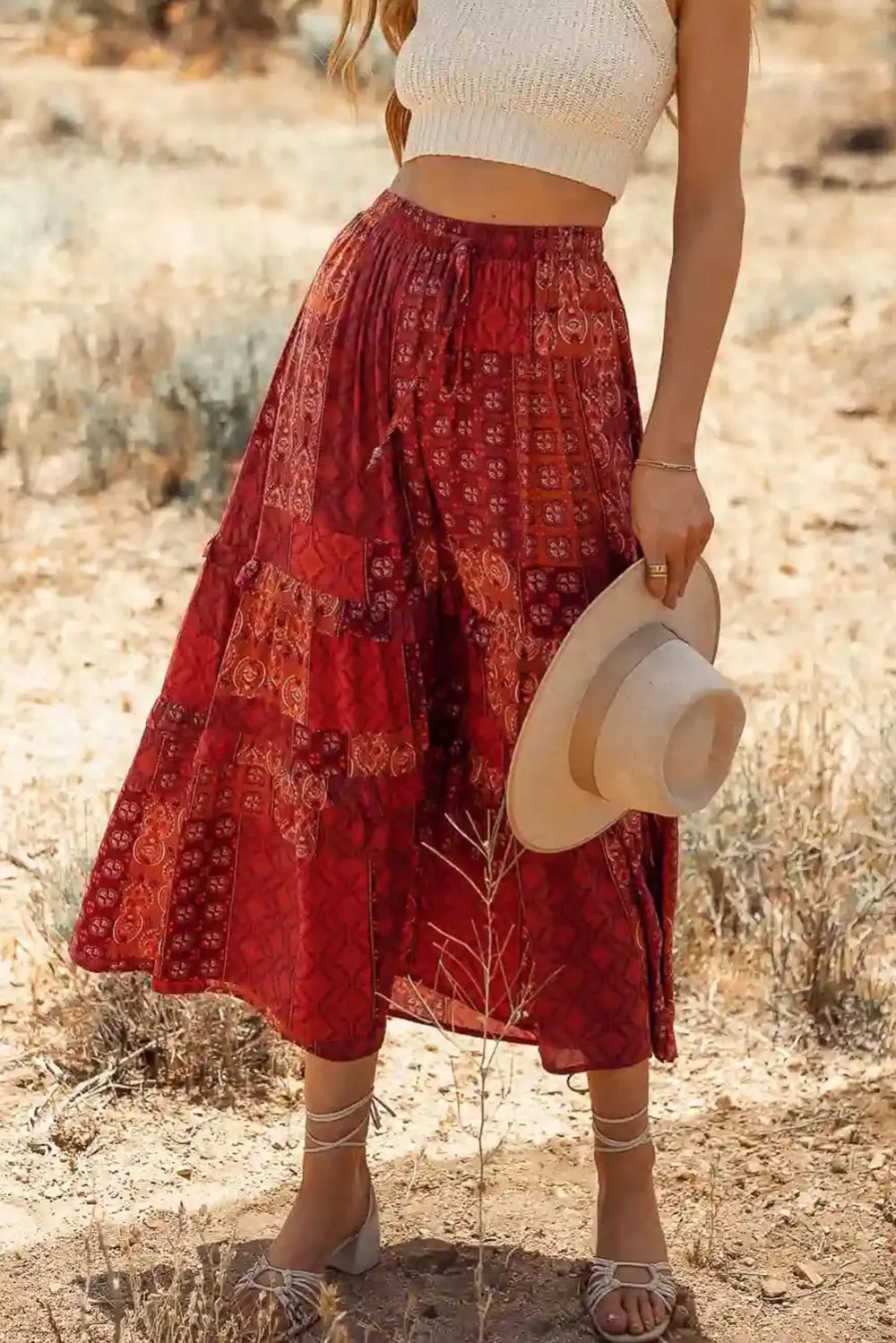 Print Bohemian Mix Skirt